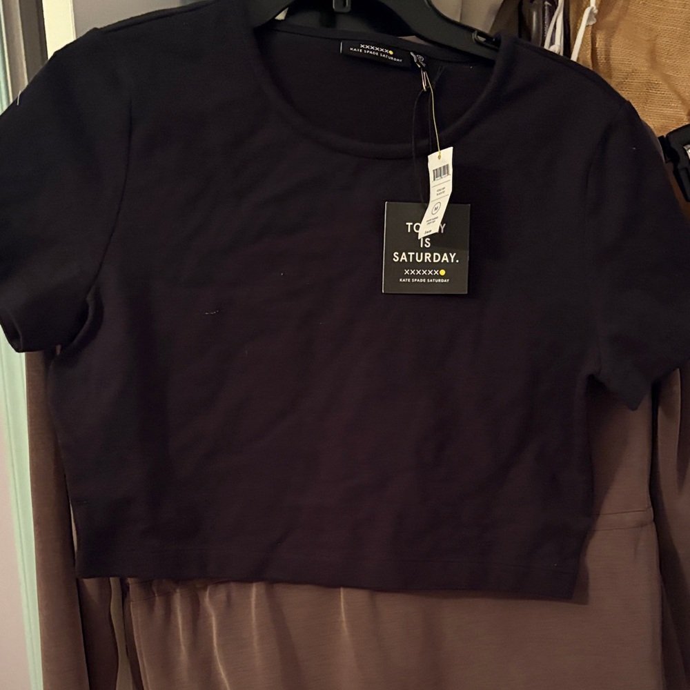 Kate space Saturday Black Short Sleeve Cropped Tee